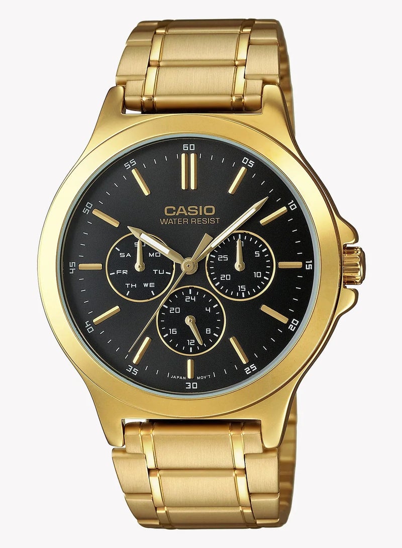 CASIO Men's Stainless Steel Gold & Black Dial Watch MTP-V300G-1AUDF - Image 1